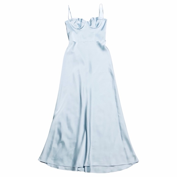 KATIE MAY x REVOLVE NWT Celestial Blue Satin Flora Midi Dress XS - Picture 4 of 15